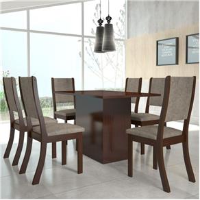 Mesa de Jantar com 6 Cadeiras Cereja Viero Choco/Canela