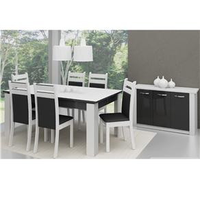 Mesa de Jantar com 6 Cadeiras Madesa Diana - Branco/Preto