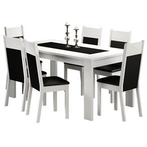 Mesa de Jantar com 6 Cadeiras Madesa Georgia 160 - Branco/Preto