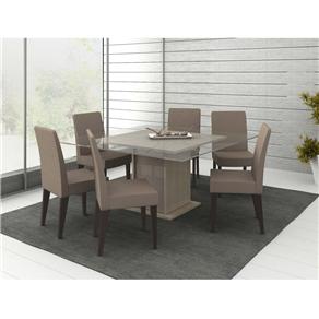 Mesa de Jantar com 6 Cadeiras Madesa Topázio - Imbuia