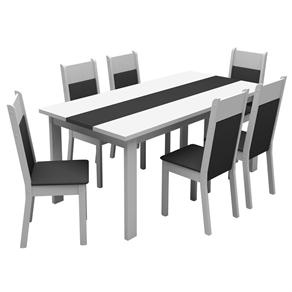 Mesa de Jantar com 6 Cadeiras Madesa Veneza - Branco/Preto