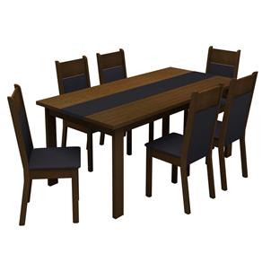 Mesa de Jantar com 6 Cadeiras Madesa Veneza - Imbuia/Preto