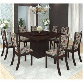 Mesa de Jantar com 8 Cadeiras Viero Lara - Choco/Primavera