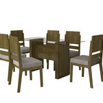 Mesa de Jantar Europa com 6 Cadeiras Esmeralda Amadeirado com Pena Caramelo – RV Móveis