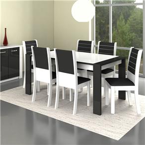 Mesa de Jantar Madesa Brenda com 6 Cadeiras Premium Plus - Branco/Preto