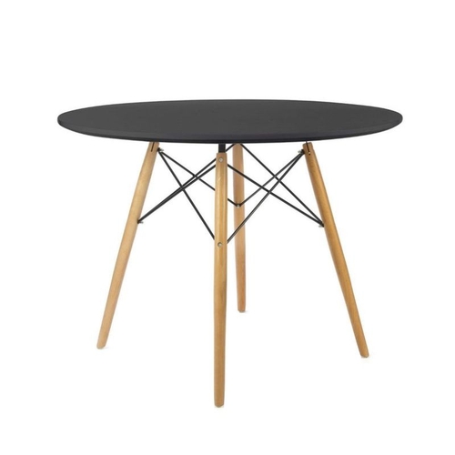 Mesa de Jantar Redonda Eames Eiffel Wood Tampo 80cm Preto