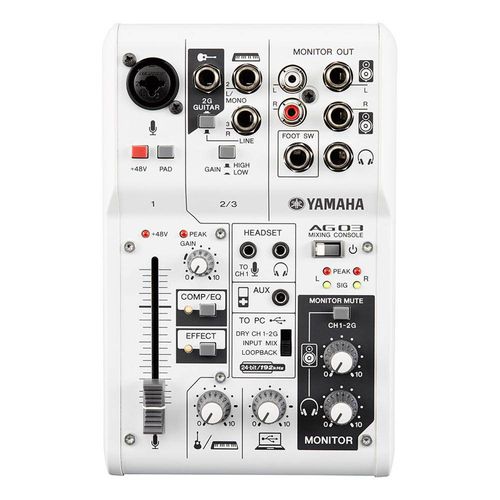 Mesa de Mixagem Multifuncional Yamaha Ag03, 3 Canais com Interface Áudio Usb