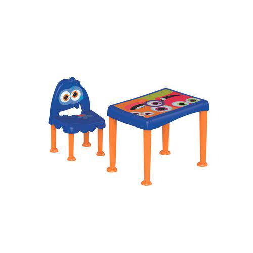 Mesa e Cadeira Monster Azul Masculino Infantil