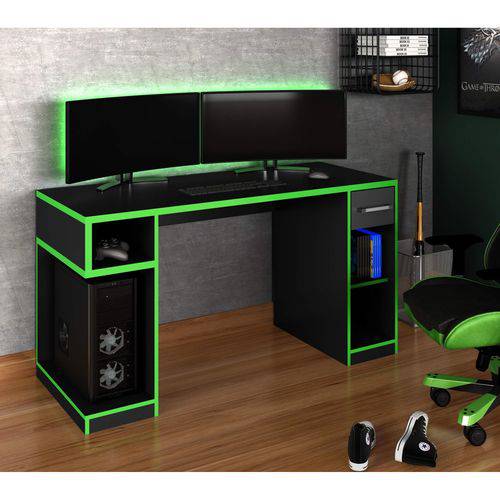 Tudo sobre 'Mesa Gamer IDL XP 1000 Pro Siena Móveis Black Verde'
