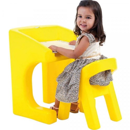 Mesa Infantil com Cadeira Xalingo Brinquedos Amarelo