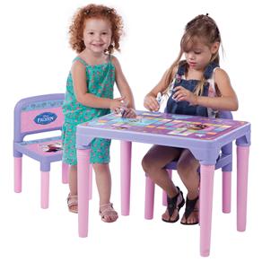 Mesa Infantil com 2 Cadeiras Frozen Multibrink - Rosa e Lilás