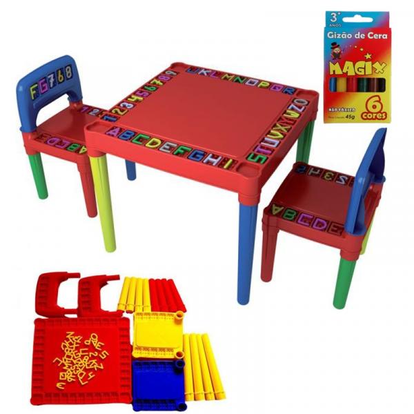 Mesa Infantil Educativa Didatica Desmontável Mesinha com 2 Cadeiras - Tritec