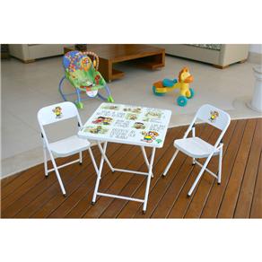 Mesa Infantil Metalmix Sapeca Turma da Mônica + 2 Cadeiras - Branca - Branco/Verde