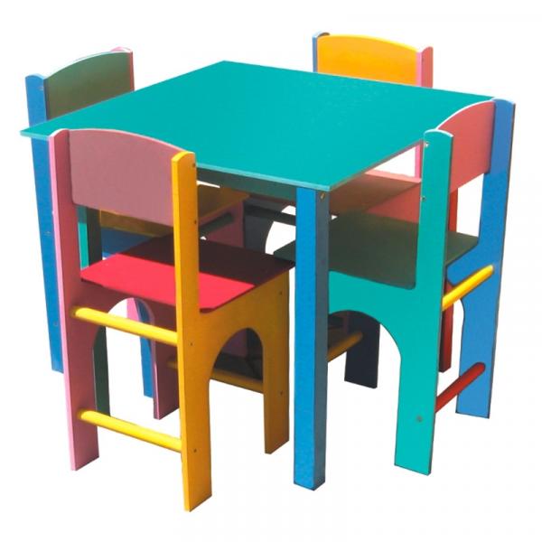 Mesa Infantil Quadrada Colorida 4 Cadeiras 1051 Ciabrink
