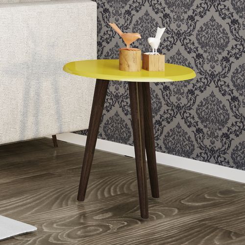 Mesa Lateral Bechara Decor Brilhante 44 Cm com Pés Palito Amarelo