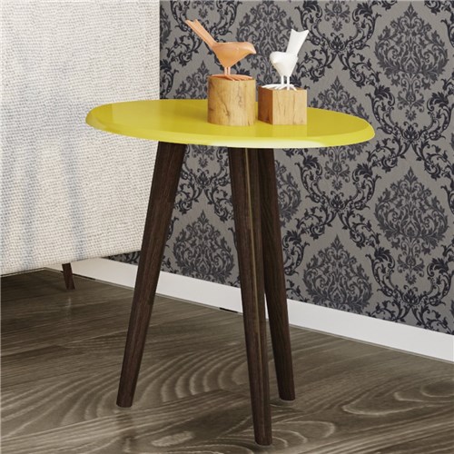 Mesa Lateral Retrô Brilhante 48Cm Móveis Bechara Amarelo