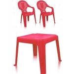 Mesa Mesinha Infantil com 2 Cadeiras Teddy Decorada Vermelha