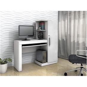 Mesa para Computador 1 Armário e Prateleira Office Valdemóveis Branco Fosco - Branco