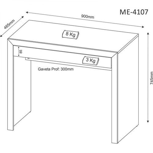 Mesa para Computador com 1 Gaveta Me4107 - Tecno Mobili - Branco