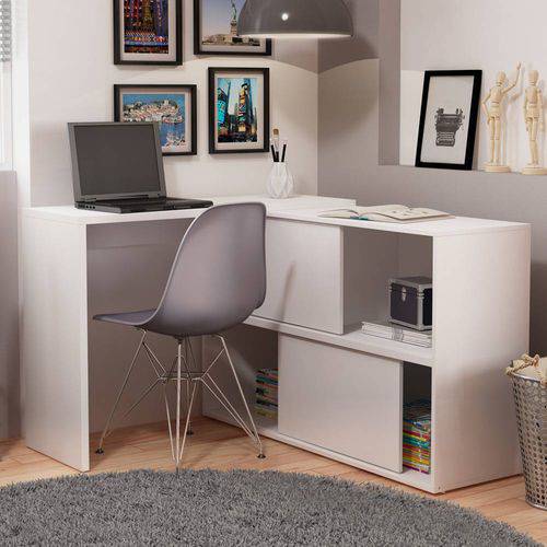 Mesa para Computador com Bancada e 2 Portas de Correr Brv Bc 44 Branco