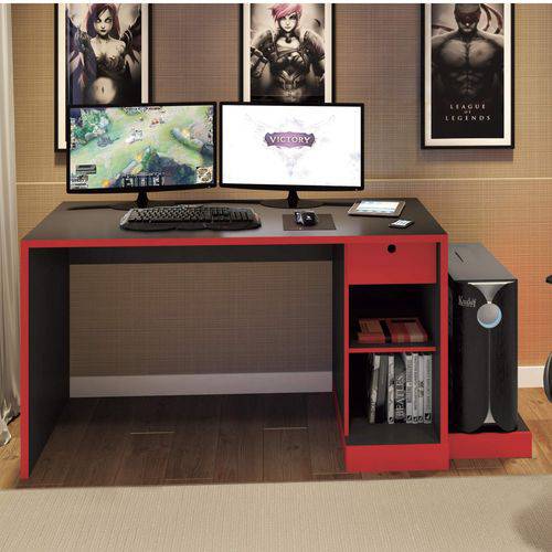 Mesa para Computador Desk DRX 3000 Siena Móveis Preto/Vermelho
