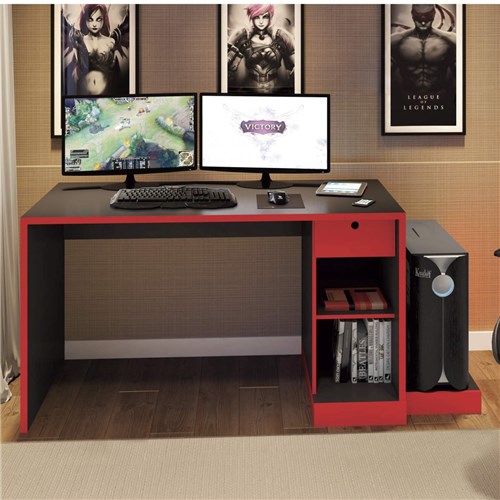 Mesa para Computador Desk Game Drx 3000 Siena Móveis Preto/Vermelho