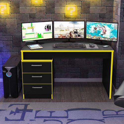 Tudo sobre 'Mesa para Computador Desk Game DRX 6000 Preto/Amarelo'