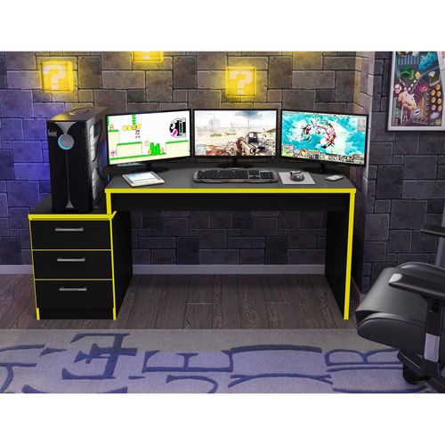 Mesa para Computador Desk Game DRX 6000 Preto/Amarelo