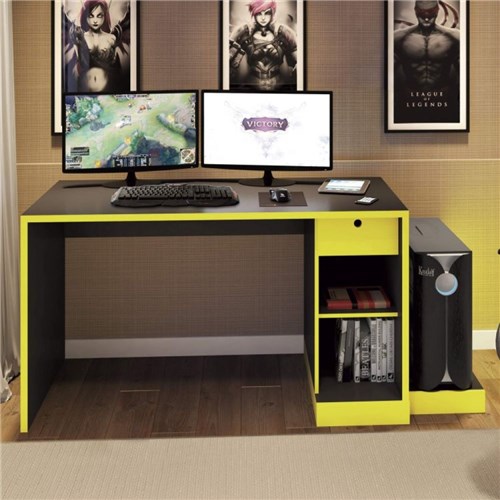 Mesa para Computador Desk Gamer Drx 3000 Siena Móveis Preto/amarelo