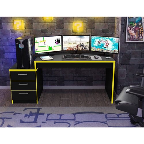 Mesa para Computador Desk Gamer Drx 6000 Siena Móveis Preto/amarelo