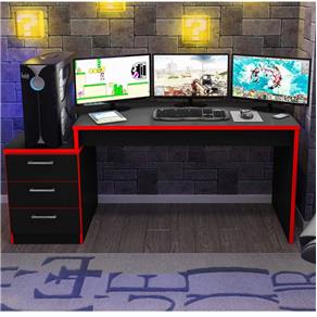 Mesa para Computador Desk Gamer DRX 6000 Siena Móveis Preto/Vermelho - Preto