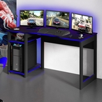 Mesa Para Computador Desk Gamer Preto e Azul Tecno Mobili