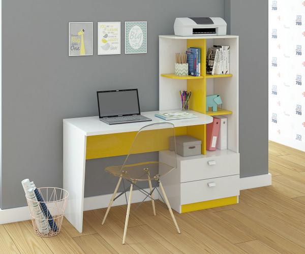 Mesa para Computador Elisa Branco/Amarelo - Viggore