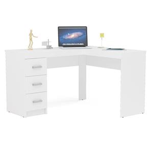 Mesa para Computador Fênix Canto 3 Gavetas - Politorno - Branco