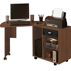 Mesa para Computador Flex 1 Gaveta Imbuia/Preto - Artely