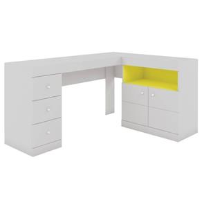 Mesa para Computador Job Branco Fosco/Amarelo - Caemmun - Branco