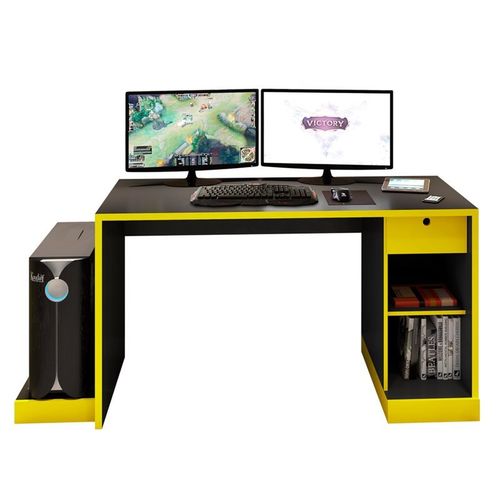 Mesa para Computador Notebook Desk Game Drx 3000 Preto/amarelo - Móveis Leão
