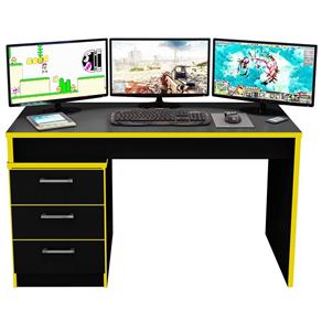 Mesa para Computador Notebook Desk Game DRX 5000 Preto/Amarelo - Móveis Leão - Amarelo