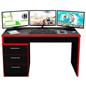 Mesa para Computador Notebook Desk Game DRX 5000 Preto/Vermelho - Móveis Leão - Vermelho