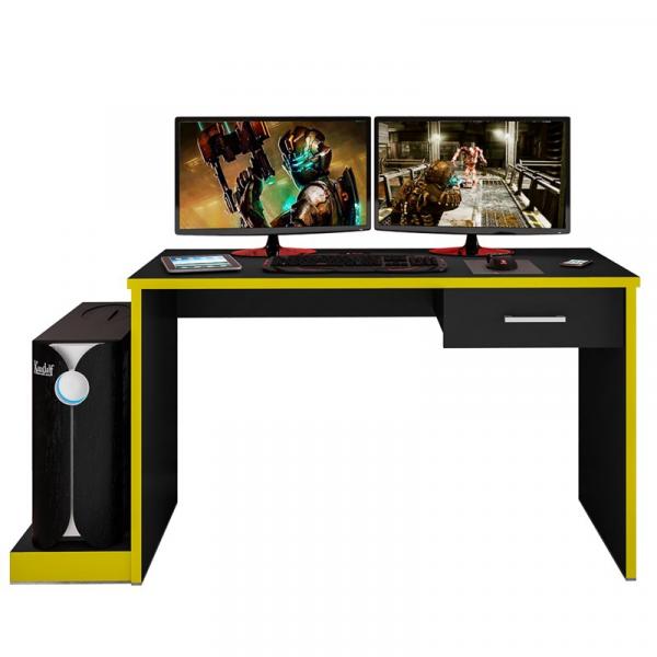 Mesa para Computador Notebook Desk Game DRX 9000 Preto/Amarelo - Móveis Leão