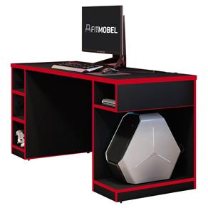 Mesa para Computador Notebook Gamer Pro Preto/Vermelho - Fit Mobel - Vermelho