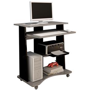 Mesa para Computador ou Escritório Artely Star com Rodízios - Cinza/Preto