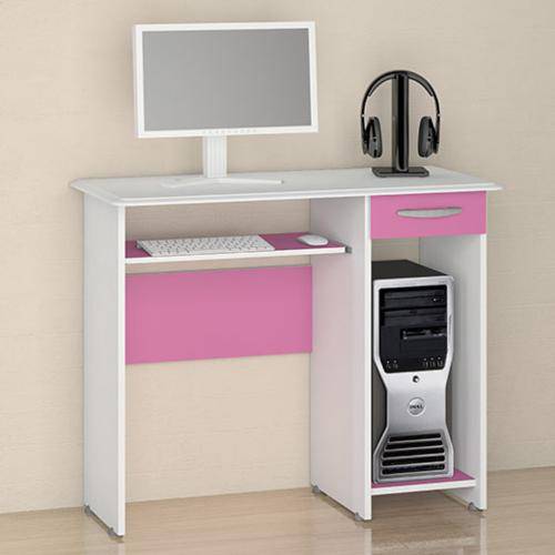 Mesa para Computador Siena Notável Móveis Branco/Rosa