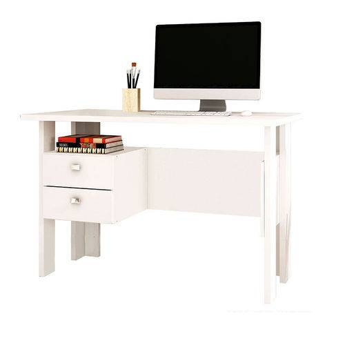 Mesa para Computador Simples 2 Gavetas Branco - Móvel Bento