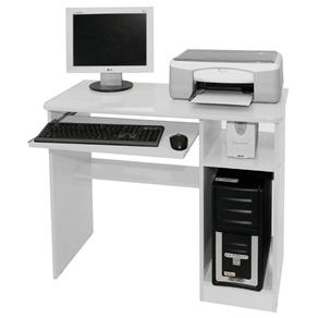 Mesa para Computador Simples Móvel Bento com Prateleira Móvel para Teclado - Branca - Branco
