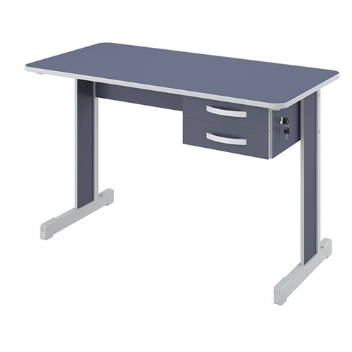 Mesa para Escritório 2 Gavetas 100Cm Pop New 600 Plata Móveis Azul/Cinza
