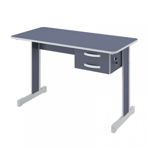 Mesa para Escritório 2 Gavetas 100cm Pop New Plata Móveis Azul/Cinza