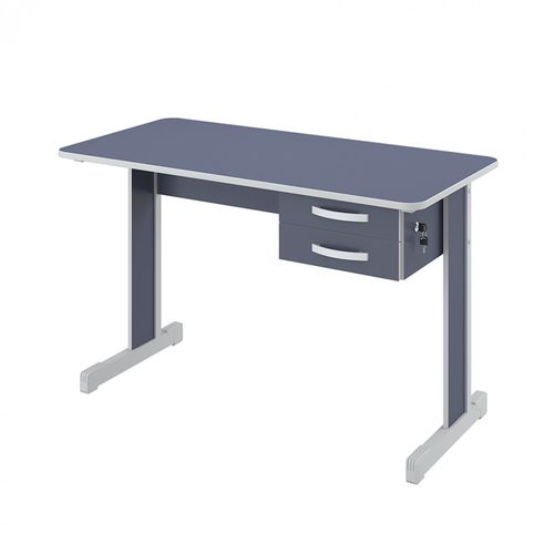 Mesa para Escritório 2 Gavetas 120cm Pop New Plata Móveis Azul/Cinza