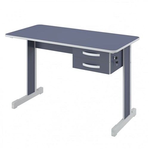 Mesa para Escritório 2 Gavetas 90cm Pop New 600 Plata Móveis Azul/cinza