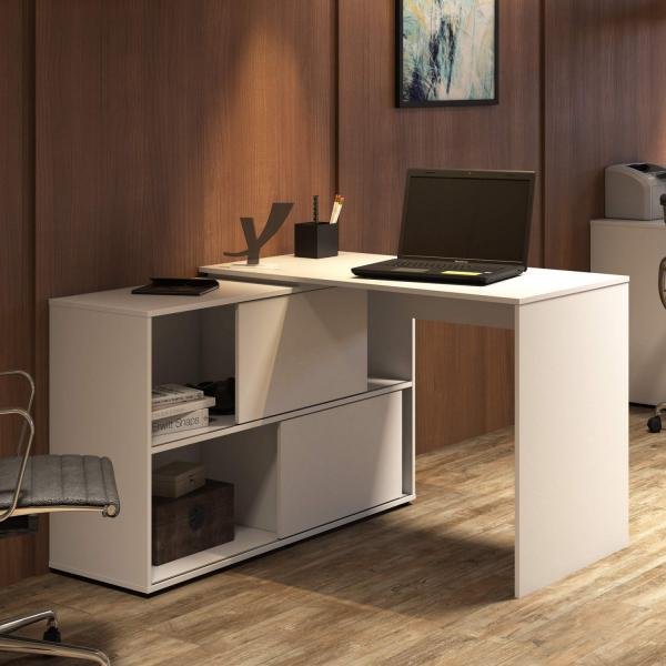 Mesa para Escritório 2 Portas de Correr Mingle Artany Branco